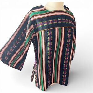 Vintage Miss Kalico California Striped Boho Top